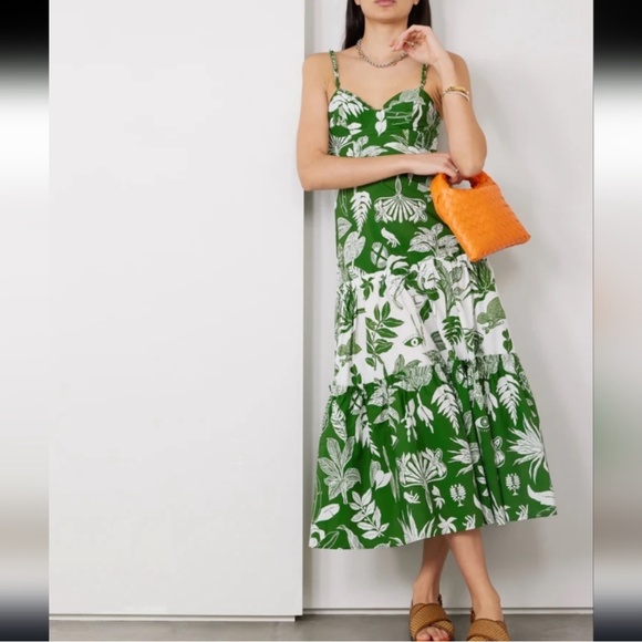 FARM Rio Forest Soul Ruffled Tiered Mix Midi Dress - Picture 1 of 11